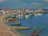 Pierre Philippe Bertrand, Le Port sur Mer Cortière, oil on canvas