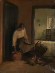 Carl Holsøe, Interior Scene in a Kitchen with Fruits and Vegetables, oil on canvas