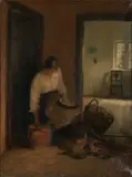 Carl Holsøe, Interior Scene in a Kitchen with Fruits and Vegetables, oil on canvas
