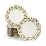 early 20th century, by Twelve French Porcelain Plates, New York, scalloped rims with raised gold arabesque foliate decoration enhanced with enameled sprigs,  dia, offered Mar 2025