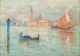 Continental School, A View of St. Mark's Campanile from Across the Grand Canal, Venice, pastel on paper
