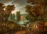 David Vinckboons, The Falcon Hunt, oil on panel