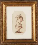 Caricature of a Nobleman by Giovanni Domenico Tiepolo, black chalk, pen, and ink on laid paper, offered Mar 2025