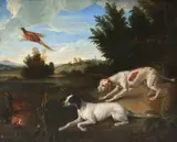 Jacques Charles Oudry, Two Hunting Dogs Startling Pheasants, oil on canvas