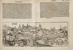 Hartmann Schedel, Medieval Prospect of Prague, 1493, woodcut, paper