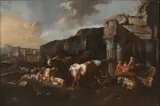 Jan Baptist Weenix, Landscape with Ruins and Livestock, 17th century, oil on canvas