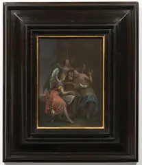 Norbert Grund, Hermit with Three Angels, 18th century, oil on wood
