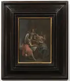 Norbert Grund, Hermit with Three Angels, 18th century, oil on wood