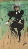 Luděk Marold, On a Bicycle, Last quarter of 19th century, gouache, watercolour, indian ink, cardboard