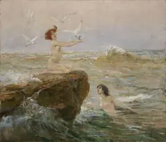 Viktor Oliva, Naiadas, Early 20th century, oil on canvas
