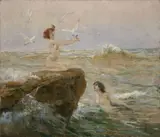 Viktor Oliva, Naiadas, Early 20th century, oil on canvas