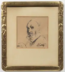Max Švabinský, Study of a Man (Portrait of Vojtěch Hynais), Around 1910, indian ink, paper