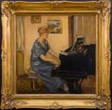 Viktor Stretti, Woman Playing the Piano, 1918, oil on cardboard