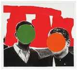 John Baldessari, Stonehenge (With Two Persons) Red, 2005, Mixografia print on handmade 100% cotton paper