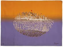 June Wayne, White Visa (Visa Series) (2), 1973, Woven wool tapestry