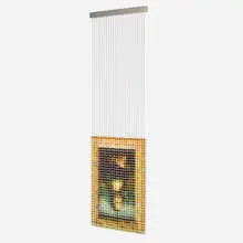 Devorah Sperber, After the Mona Lisa 4, 2006, 875 spools of thread, stainless steel ball chain and hanging apparatus, clear acrylic viewing sphere, metal stand