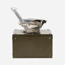 Machu Picchu by Édgar Negret, stainless steel mounted to painted metal base, sold Mar 2022