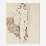 Milton Avery, Nude Standing with Drape, 1956, flobrush on paper