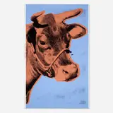 Cow (blue) by Andy Warhol, 1971, screenprint in colors on wallpaper, sold Mar 2022