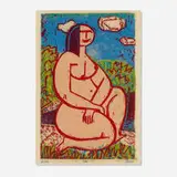 Lisa by Josef Zenk, woodcut in colors, sold Mar 2022