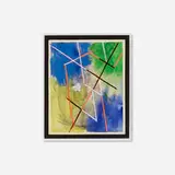 Josef Zenk, Blue and Green Abstraction, gouache on paper