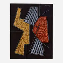 Composition by Alberto Magnelli, c. 1961, oil on paper, sold Mar 2022