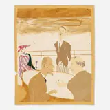 Dinner on the Deck by Hilla Rebay, paper collage, sold Mar 2022