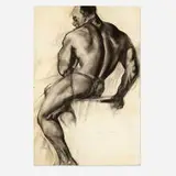 John R. Grabach, Figure Study, charcoal on paper laid to rag board
