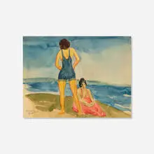 Gershon Benjamin, Bathers, watercolor on paper