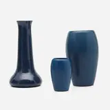 Collection of three vases by Marblehead Pottery and Saturday Evening Girls, 1908-20, 1923, glazed earthenware, sold Feb 2025