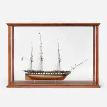 Lannan Ship Model Gallery, Scale model of the USS Constitution, "Old Ironsides", c. 2000, ship model, walnut, glass