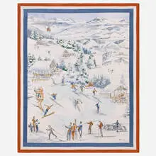 Loro Piana, Plaid Winter Mountains throw blanket, cashmere, suede