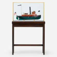 Lannan Ship Model Gallery, Scale model of the New York Harbor tugboat, "Brooklyn", c. 2000, ship model, mahogany, glass, brass