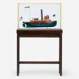 Lannan Ship Model Gallery, Scale model of the New York Harbor tugboat, "Brooklyn", c. 2000, ship model, mahogany, glass, brass