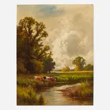 Henry H. Parker, Pastoral Landscape with Cattle, oil on canvas