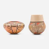 Hopi Tribe, Vessels, set of two, c. 1975, hand-painted earthenware