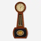 Howard & Davis, No. 1 Regulator banjo wall clock, c. 1850, cherry with hand-painted grain details, reverse-painted and gilt glass, printed paper over metal, gilt wood, brass-plated zinc