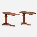 Victorian, Literary Machines / reading tables, set of two, c. 1880, mahogany, iron, casters