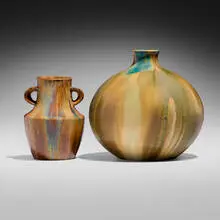 Jean Langlade, Vases, set of two, 1900-20, glazed stoneware