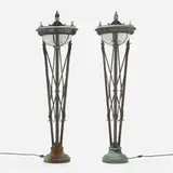 Early 20th Century, Neoclassical-style torchieres, pair, bronze, glass