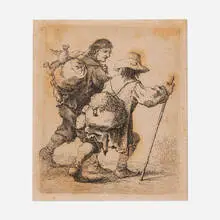 Ferdinand Kobell, Travelers with Knapsacks, etching