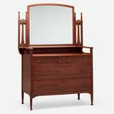 Inlaid dresser with mirror by Luce Furniture Company, c. 1900, mahogany, brass, ebony, sold Feb 2025