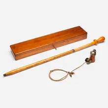 Tobacciana, Tobacco pipe, wood, metal, fabric cord