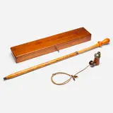 Tobacciana, Tobacco pipe, wood, metal, fabric cord
