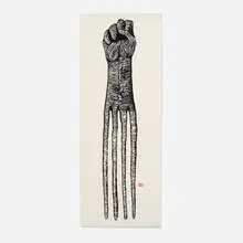 Sanford Biggers, Afropick, 2005, woodcut on Mulberry paper