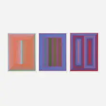 Sequential VI, VIII and X (three works from the Sequential portfolio) by Richard Anuszkiewicz, 1972, screenprint on paper, sold Jan 2016