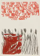 Paul Peter Piech, Untitled, THE STALLION TO YOUR HEART'S CONTENT' Linocut printed in colours