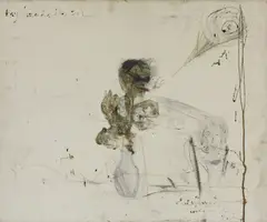 Pete Doherty, Untitled, blood and crayon on canvas 51 x 61cm
