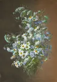 Raoul Maucherat de Longpré, Still Life with Daisies and Asters, gouache and pastel on paper