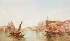 Alfred Pollentine, A Pair of Views of the Grand Canal, Venice, oil on canvas